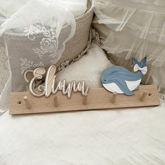 Garderobe 3D Doppelschrift Wal