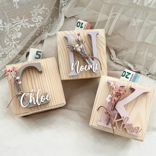 Spardose Würfel Flowerletter