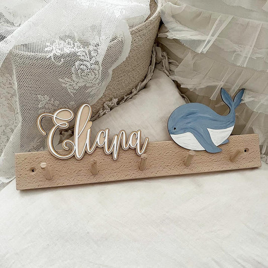 Garderobe 3D Doppelschrift Wal