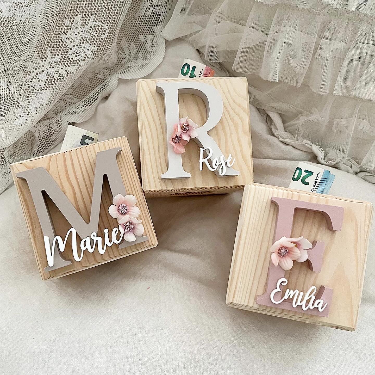 Money box cube flower letters