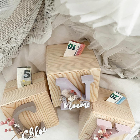 Spardose Würfel Flowerletter