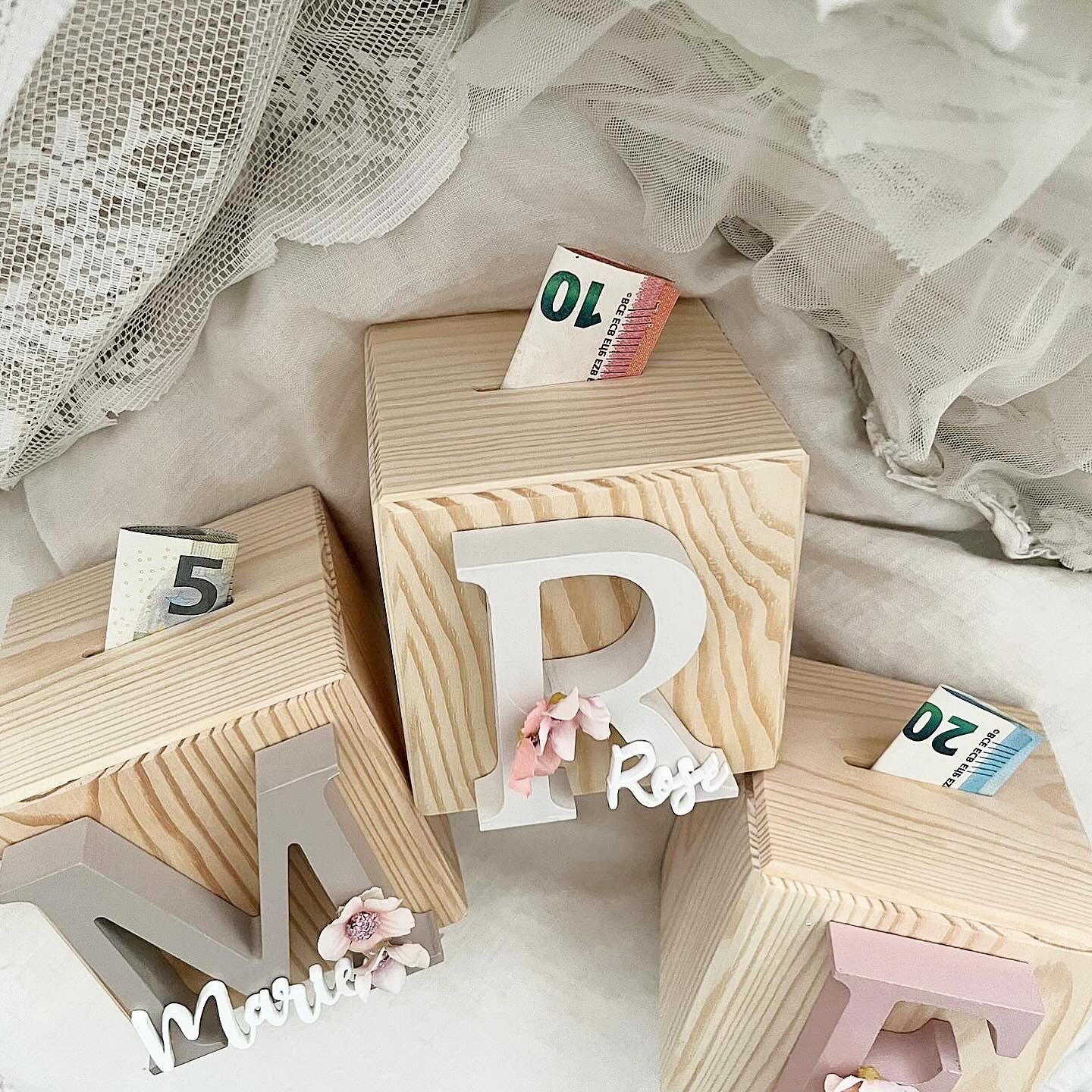 Money box cube flower letters