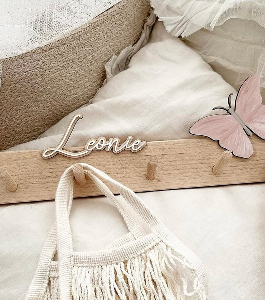 Garderobe 3D Doppelschrift Schmetterling - Wood Kids World