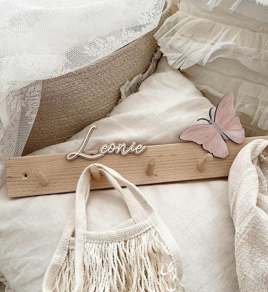 Garderobe 3D Doppelschrift Schmetterling - Wood Kids World