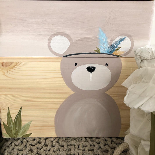 Stapelkiste Groß 3er Set Boho Bär - Wood Kids World