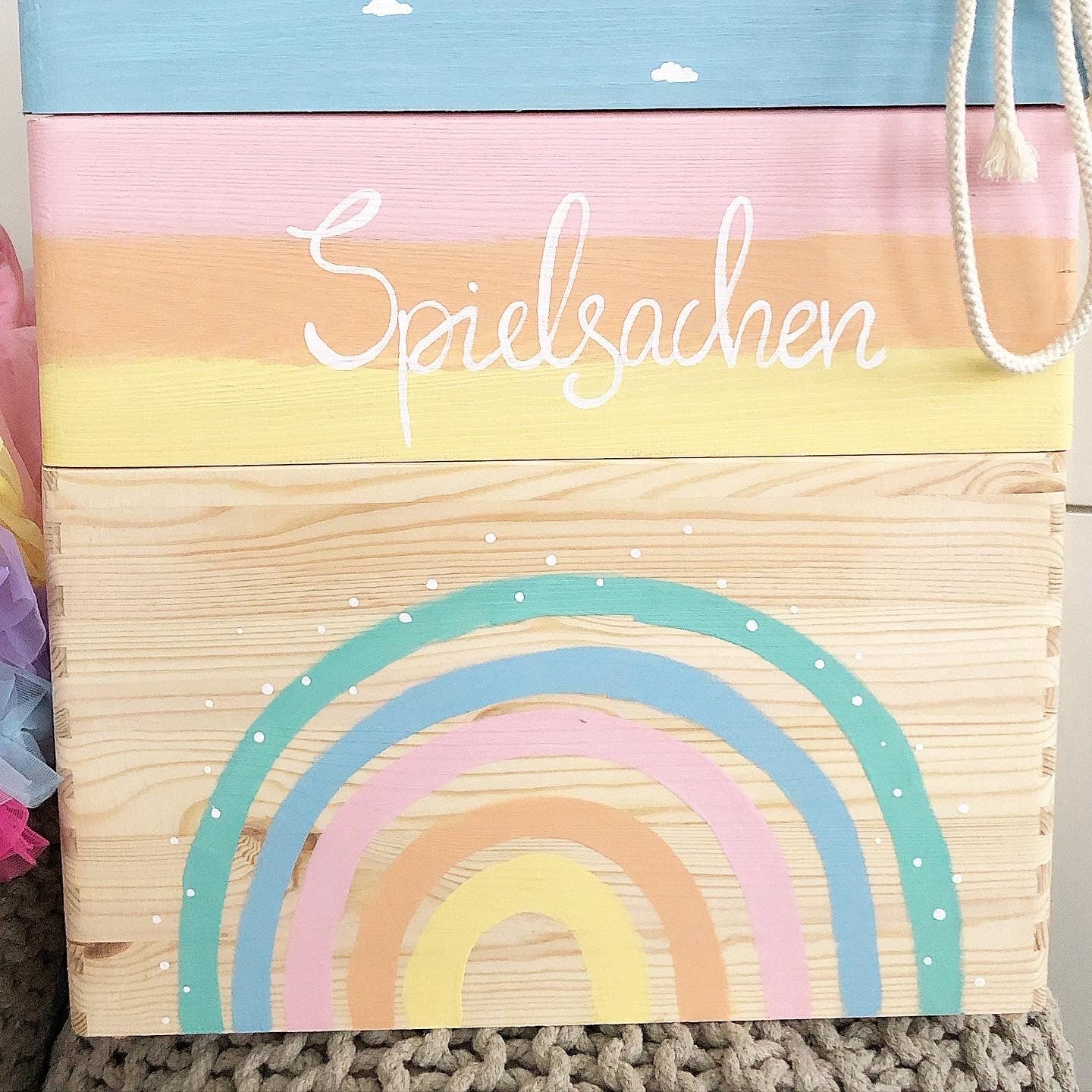 Stapelkiste Groß 3er Set Regenbogen - Wood Kids World