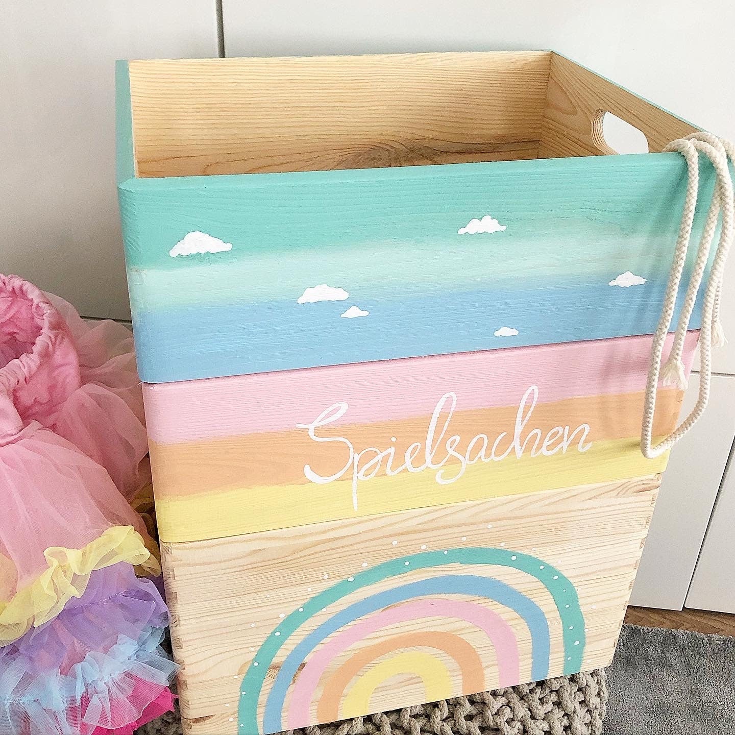 Stapelkiste Groß 3er Set Regenbogen - Wood Kids World