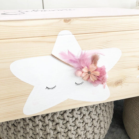 Kiste 3D Stern mit Blumen - Wood Kids World