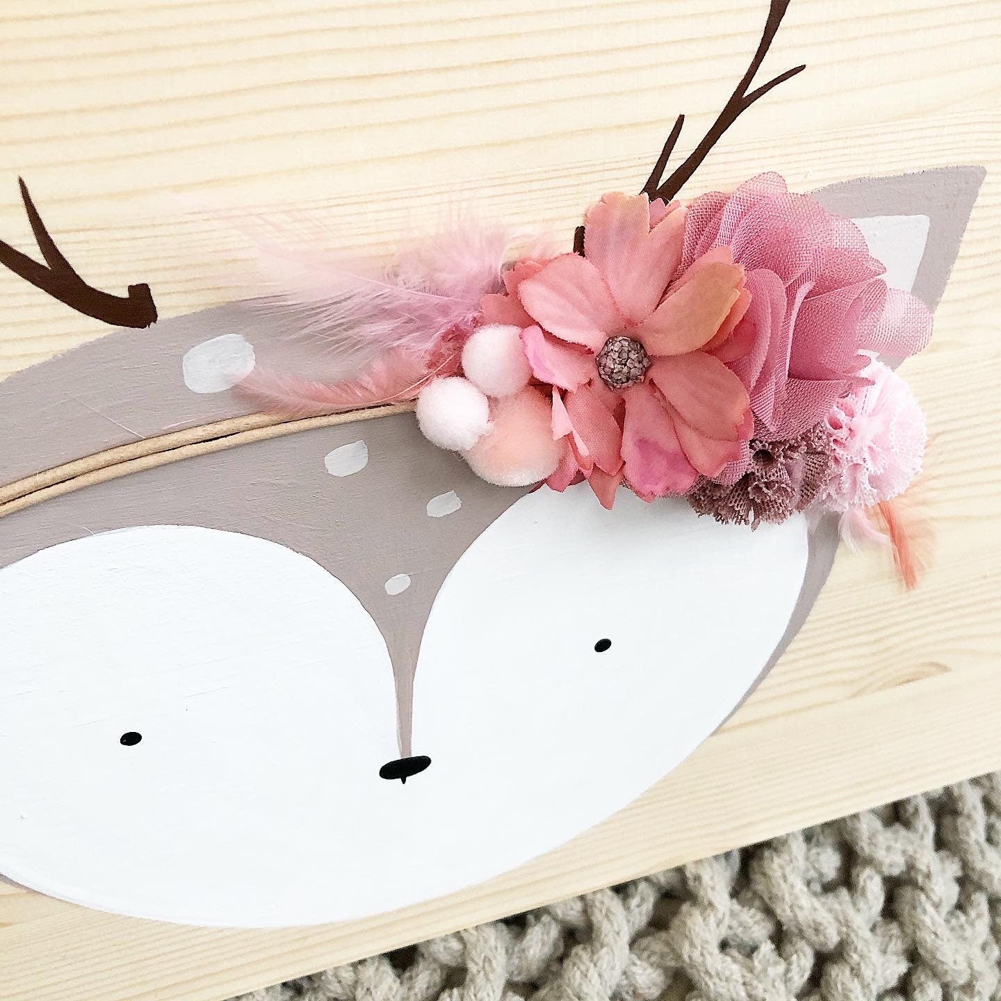 Kiste 3D Reh mit Blumen - Wood Kids World