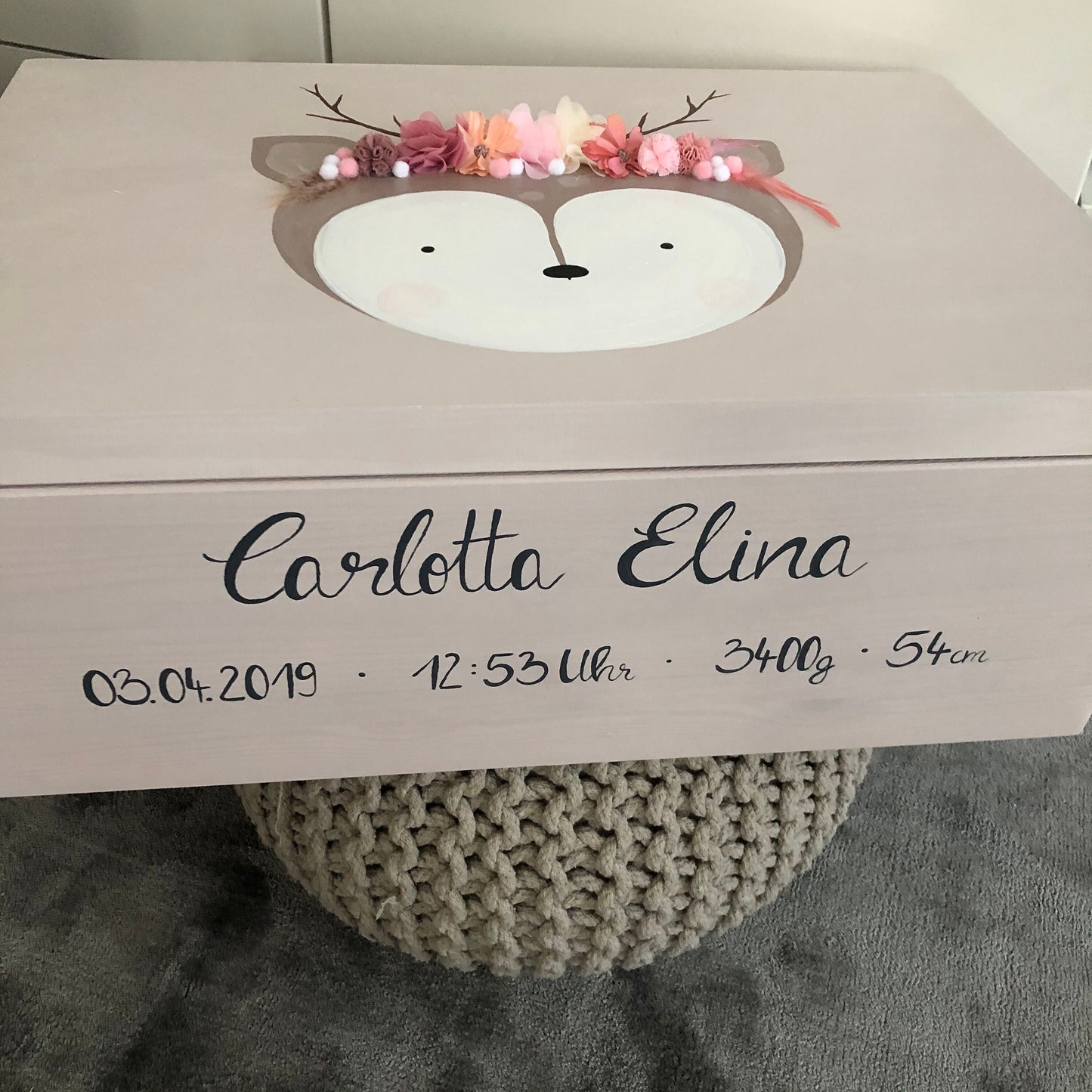 Kiste Reh 3D Birthdates - Wood Kids World