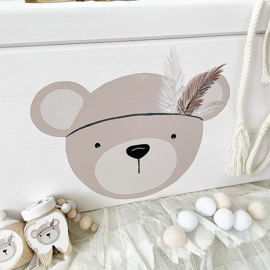 Kiste 3D Boho Bär White - Wood Kids World