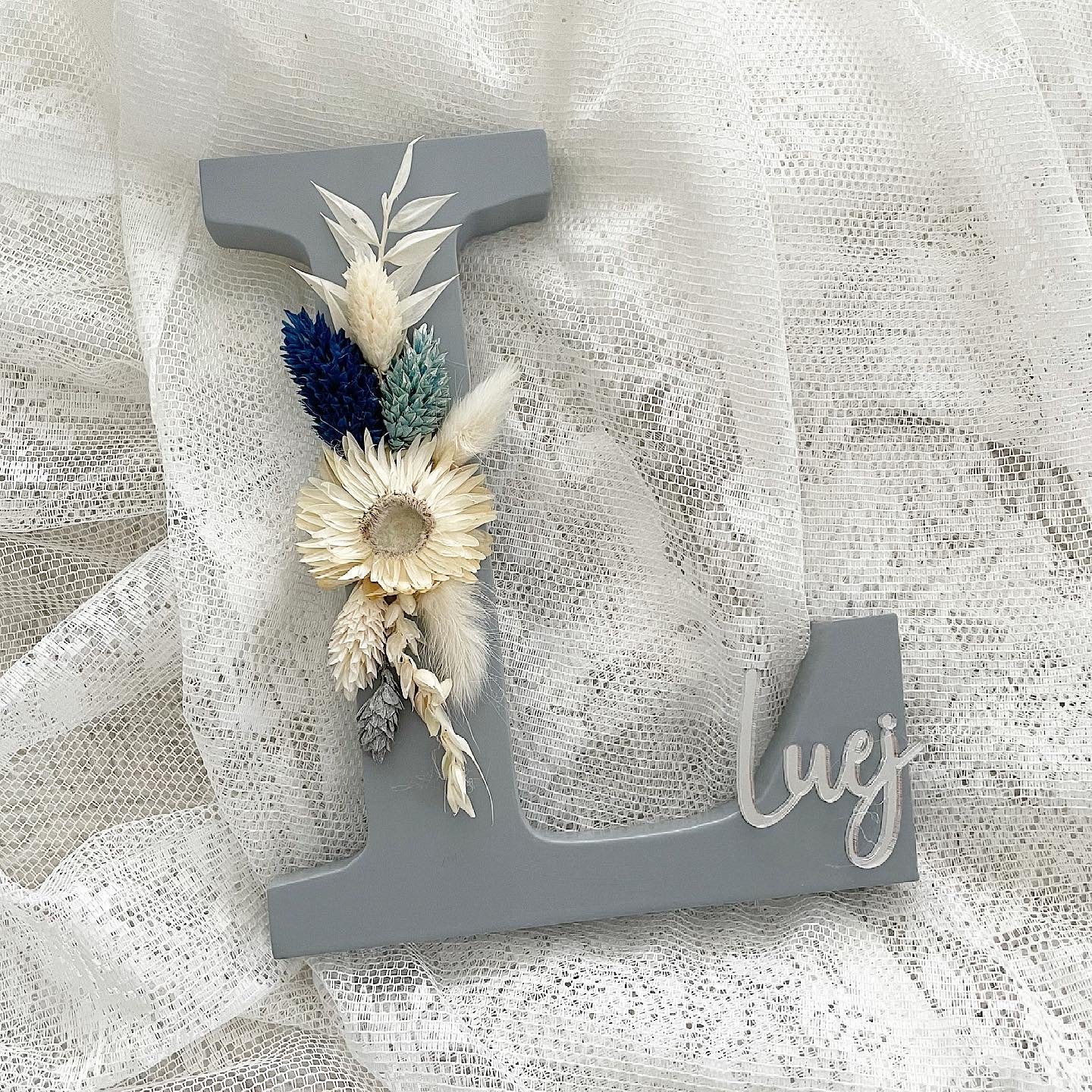Flowerletters Grey-Blue - Wood Kids World