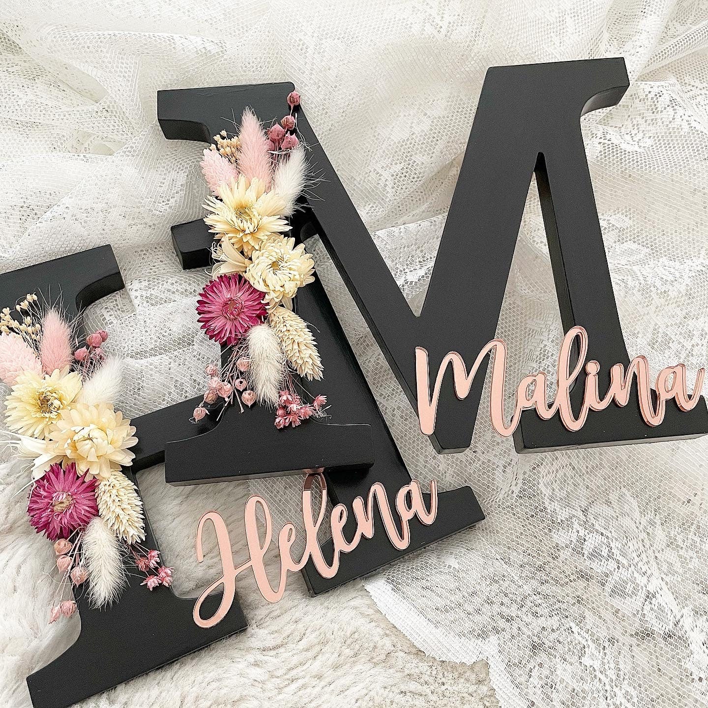 Flowerletters Black Edition Rosé - Wood Kids World