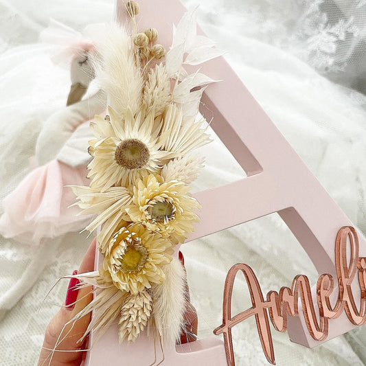 Dusty Rosé Flowerletters - Wood Kids World