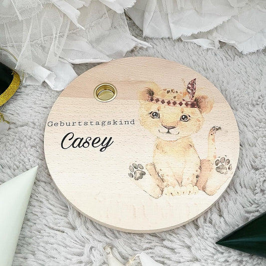 Geburtstagstablett - Baby Löwe - Wood Kids World