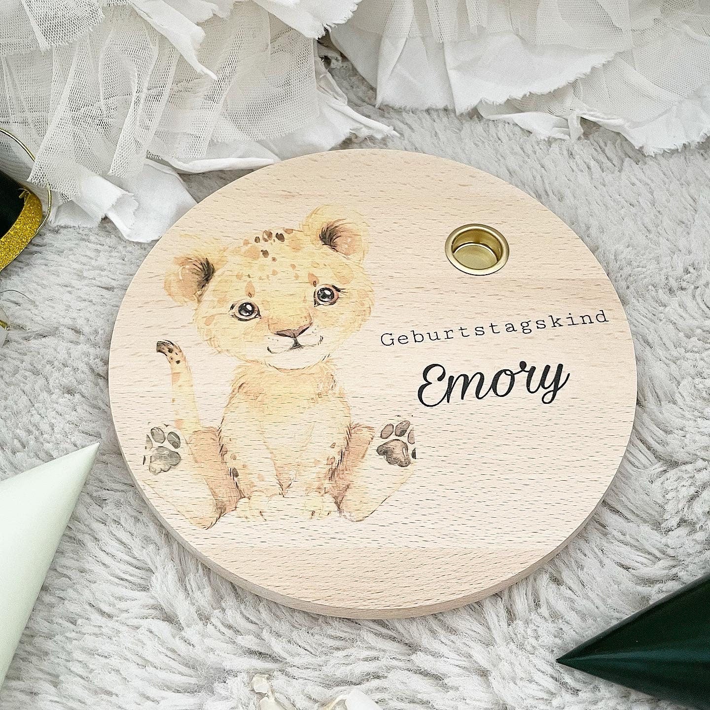 Geburtstagstablett - Baby Löwe - Wood Kids World