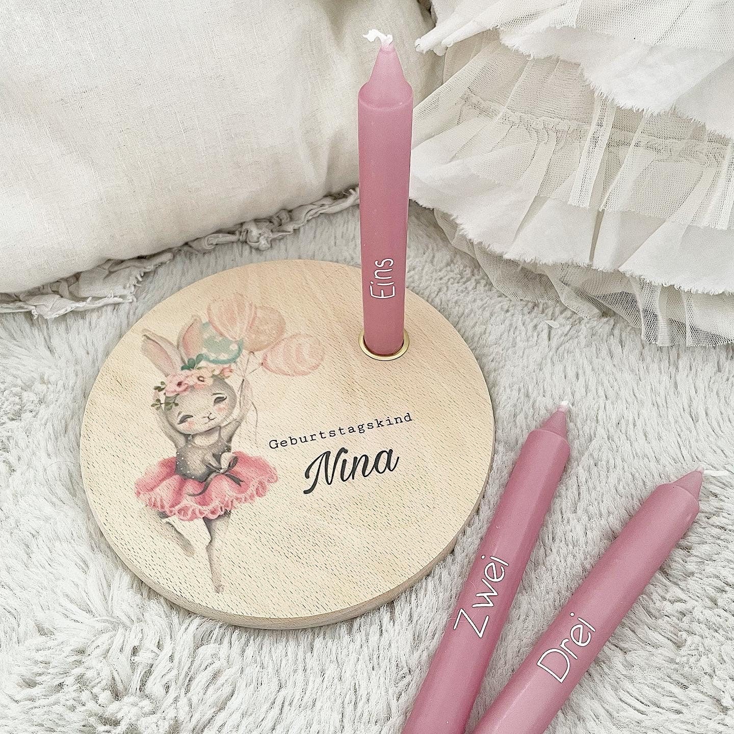 Geburtstagstablett - Hasen Ballerina - Wood Kids World