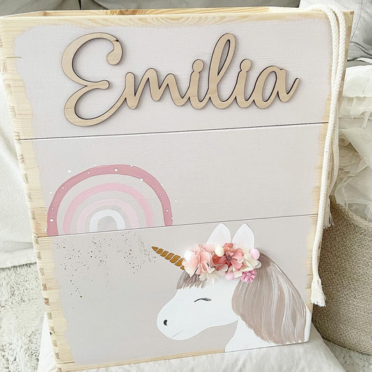 Stapelkiste Groß 3er Set 3D Einhorn - Wood Kids World