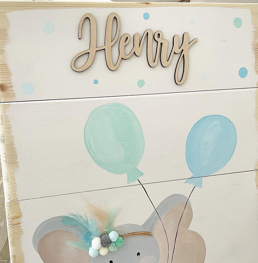 Stapelkiste Groß 3er Boho Elefant mint - Wood Kids World