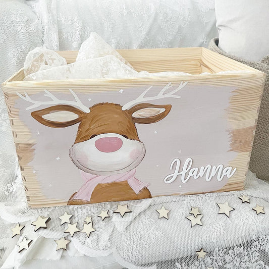 Elch Adventskiste rosa Schal - Wood Kids World