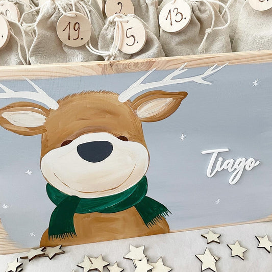 Elch Adventskiste grüner Schal - Wood Kids World