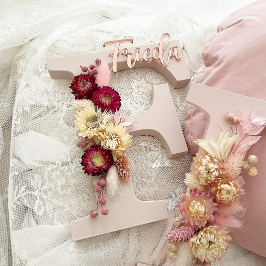 Dusty Beige Flowerletters - Wood Kids World