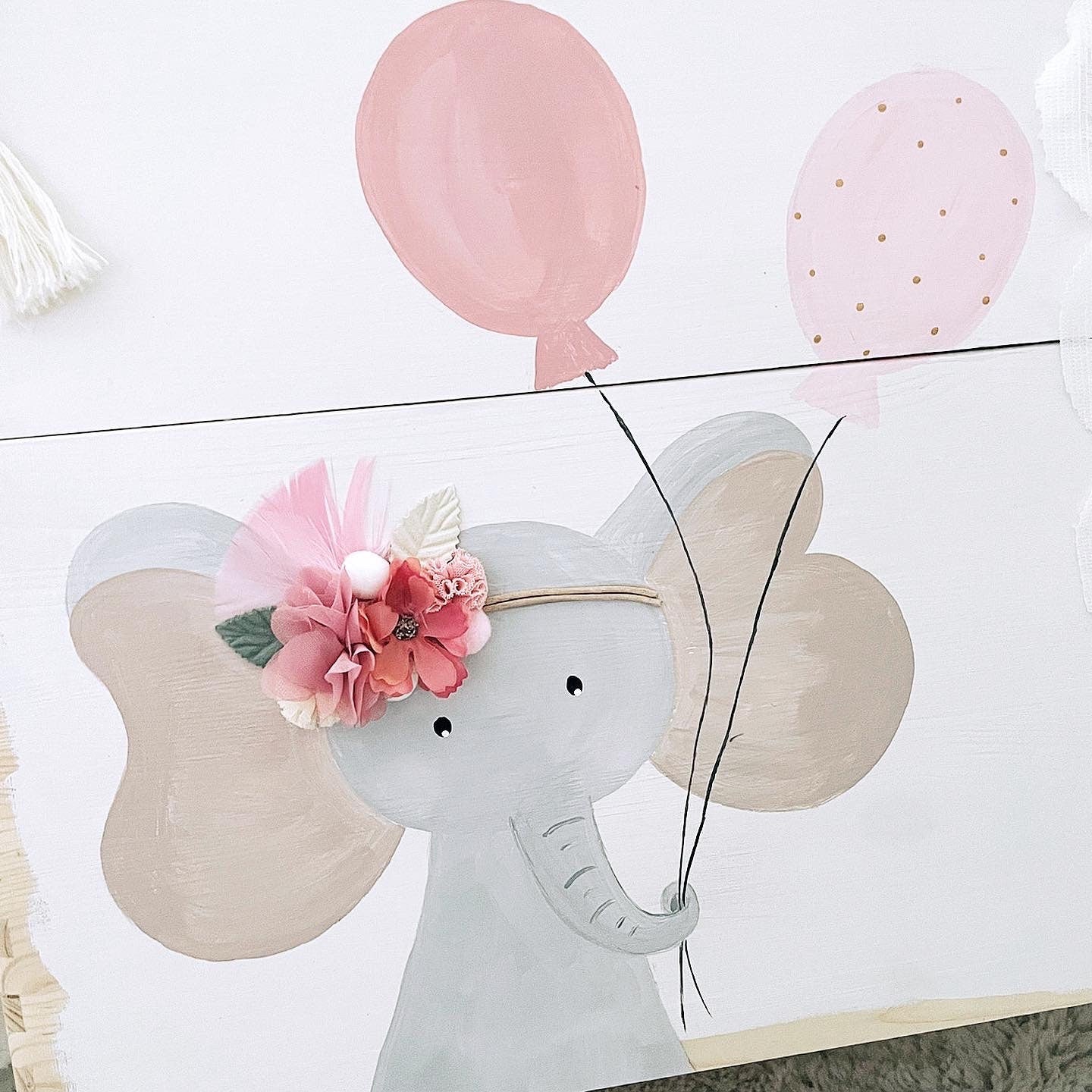 Stapelkiste Groß 3er Boho Elefant rosa - Wood Kids World