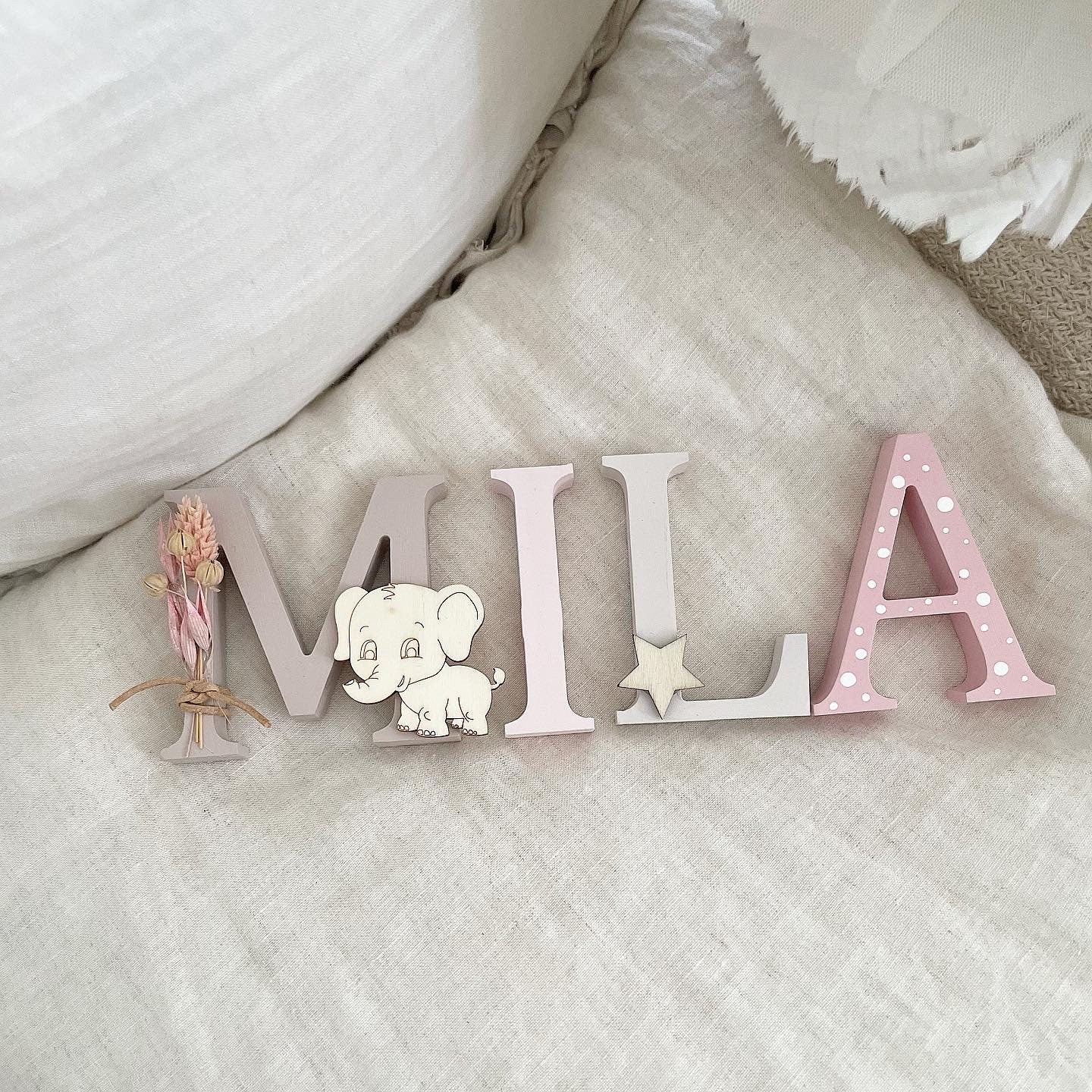Türname Rosa Elefant Deko - Wood Kids World