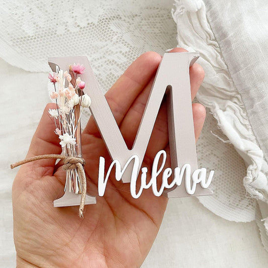 Mini Beige/Taupe Flowerletters Buchstaben - Wood Kids World