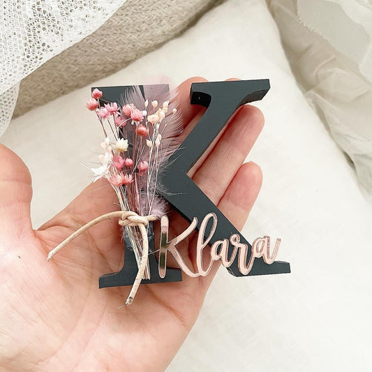Mini Flowerletters Black Rosé Buchstaben - Wood Kids World