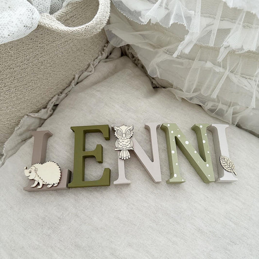 Türname Waldtiere Olivgrün/Taupe - Wood Kids World