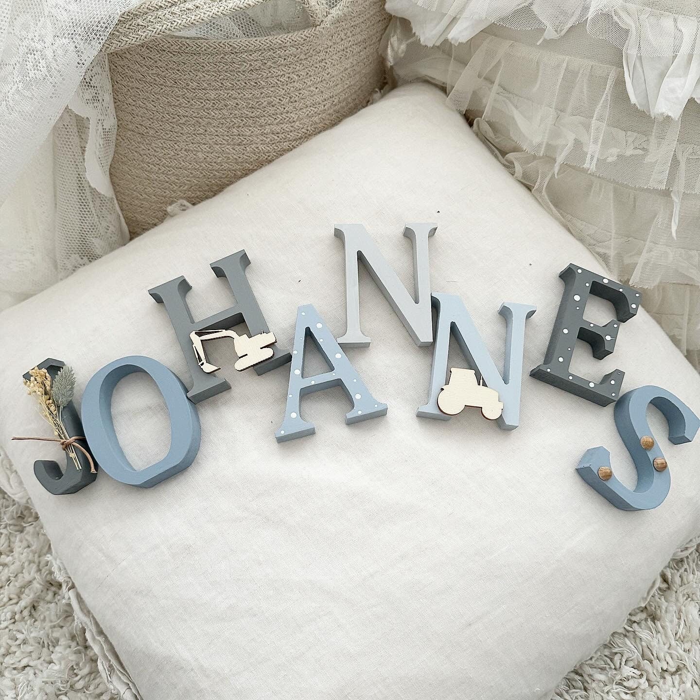 Türname Bagger Blau Deko - Wood Kids World