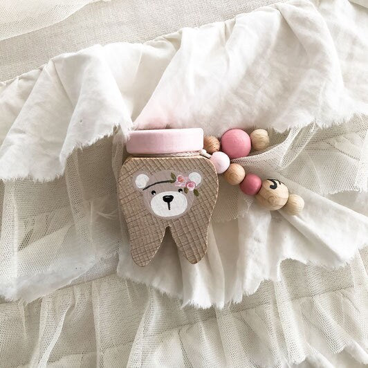 Zahndose, Lockendose Boho Bär mit Blumen - Wood Kids World