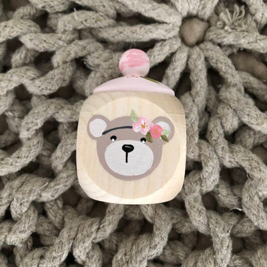 Zahndose, Lockendose Boho Bär mit Blumen - Wood Kids World