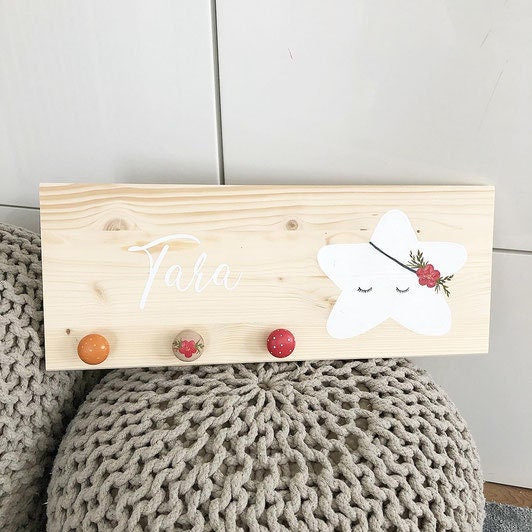 Garderobe Stern weiß - Wood Kids World