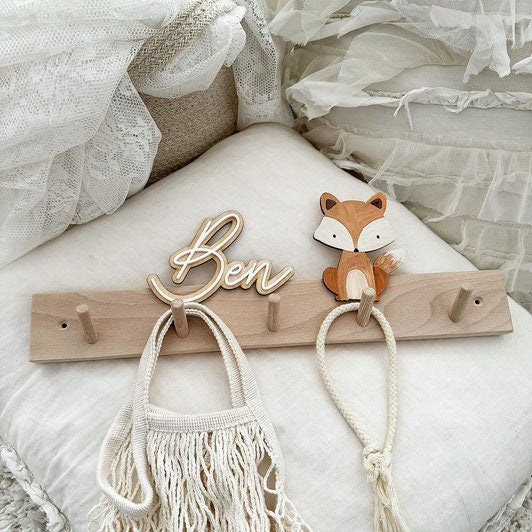 Garderobe 3D Doppelschrift Fuchs - Wood Kids World