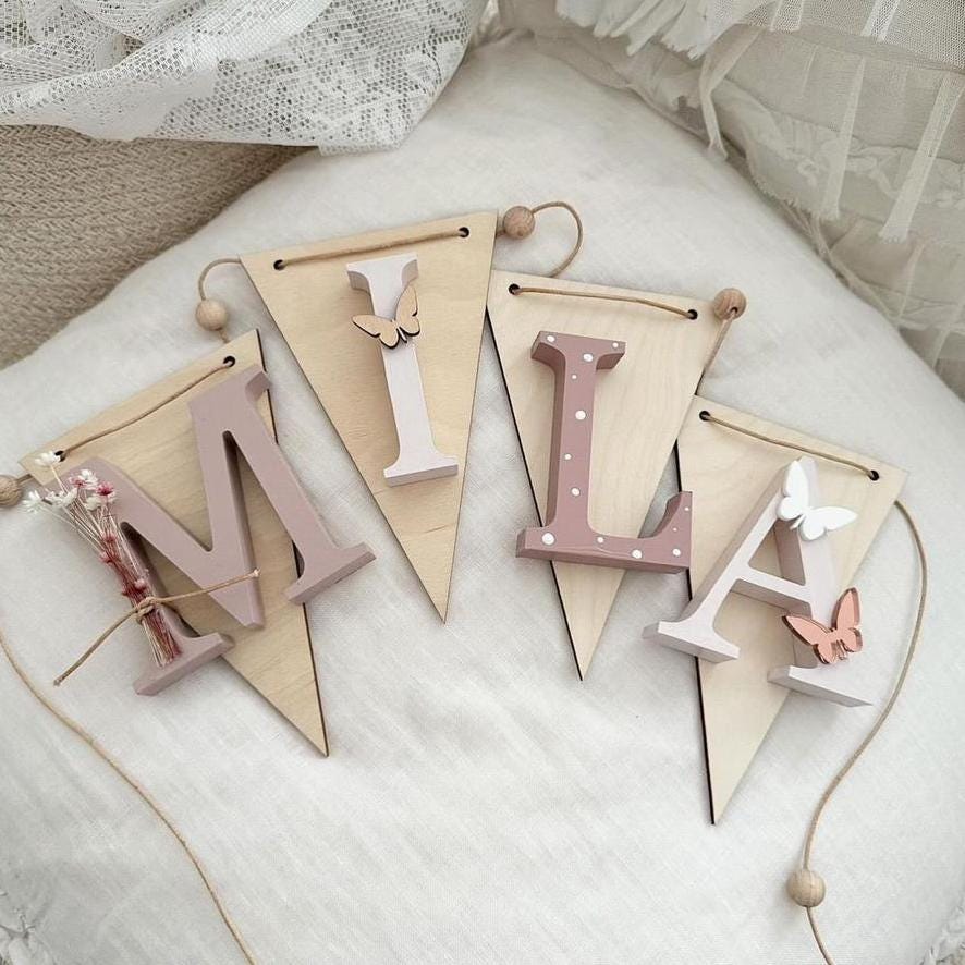 Wimpelkette Butterfly Rosé - Wood Kids World