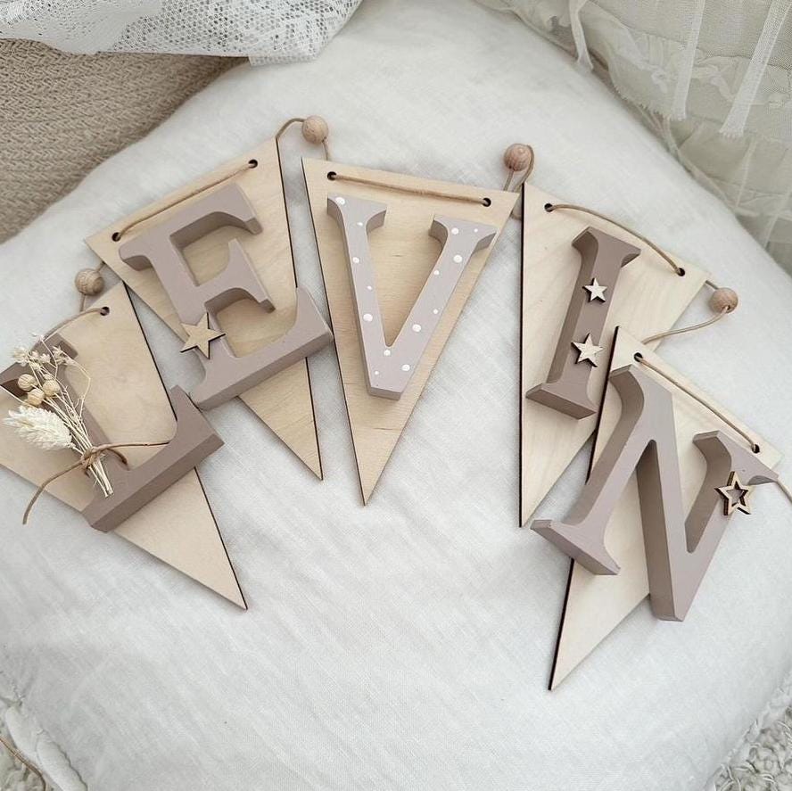 Wimpelkette Little Star Taupe - Wood Kids World