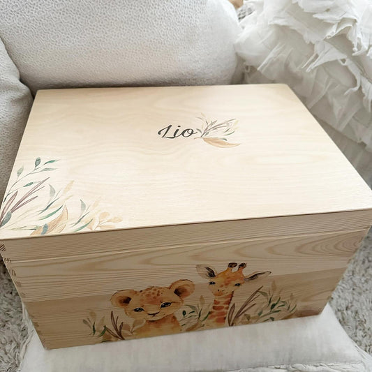 Kiste Löwe Giraffe - Wood Kids World