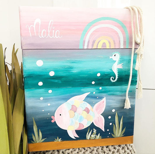 Stacking box large set of 3 Underwater Rainbow