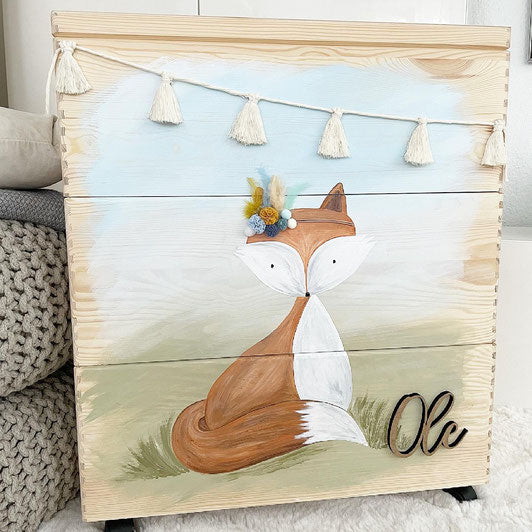 Stapelkiste Groß 3er auf Rollen 3D Fuchs