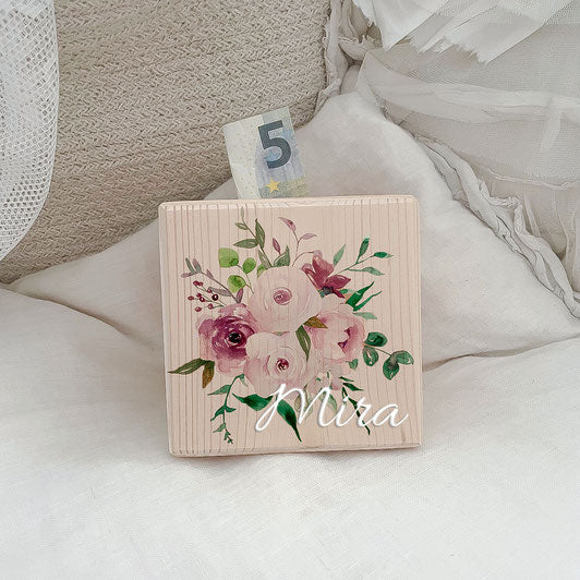 Money box cube Spring Flowers