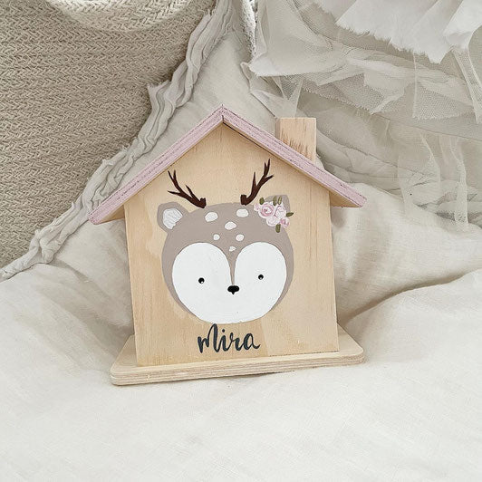 Spardose Reh mit Blümchen