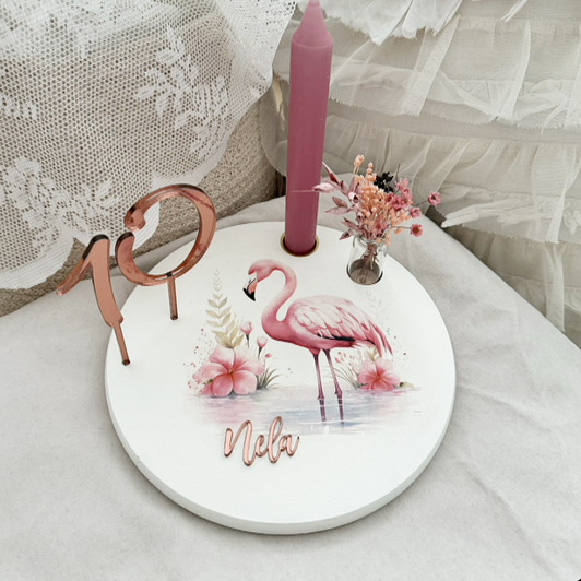Geburtstagstablett - Flamingo