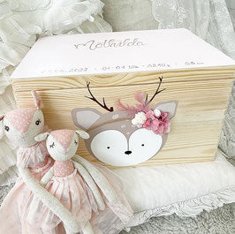 Kiste 3D Reh mit Blumen - Wood Kids World