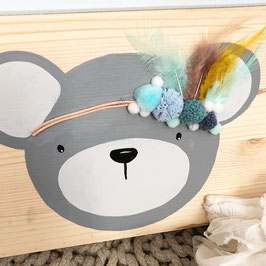 Kiste Boho Bär Pompoms farbig