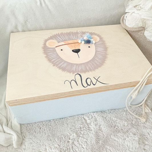 Kiste 3D Boho Löwe Pompoms - Wood Kids World