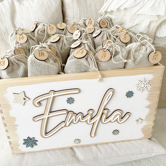 Caja de Adviento Estrellas Madera
