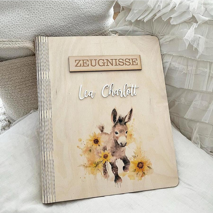 Zeugnismappe Esel