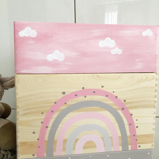 Stapelkiste Groß 3er Set Regenbogen Rosa - Wood Kids World